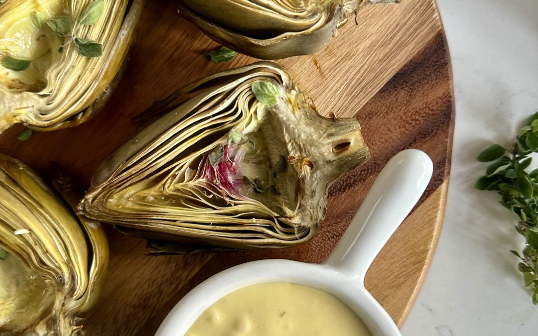 ALCACHOFAS ASADAS CON MAYONESA AL AJO